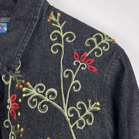 Shaver Lake Floral Embroidered Denim Jacket - Picture 5 of 12